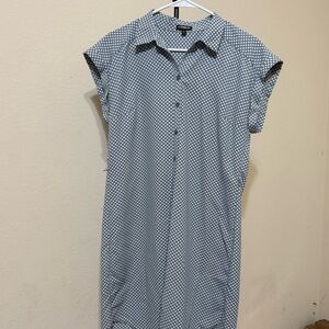Express Polka Dot Gray Button Down Dress Size Medium